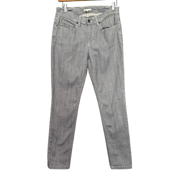 Eileen Fisher Blue and White Railroad Stripe Slim Boyfriend Jeans Size 6 - Picture 2 of 7
